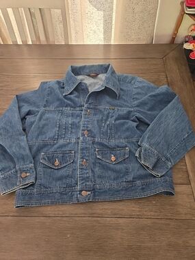 Vtg 70s Wrangler Wrapid Transit Denim Jacket Type II Pleated Made in USA Size XL